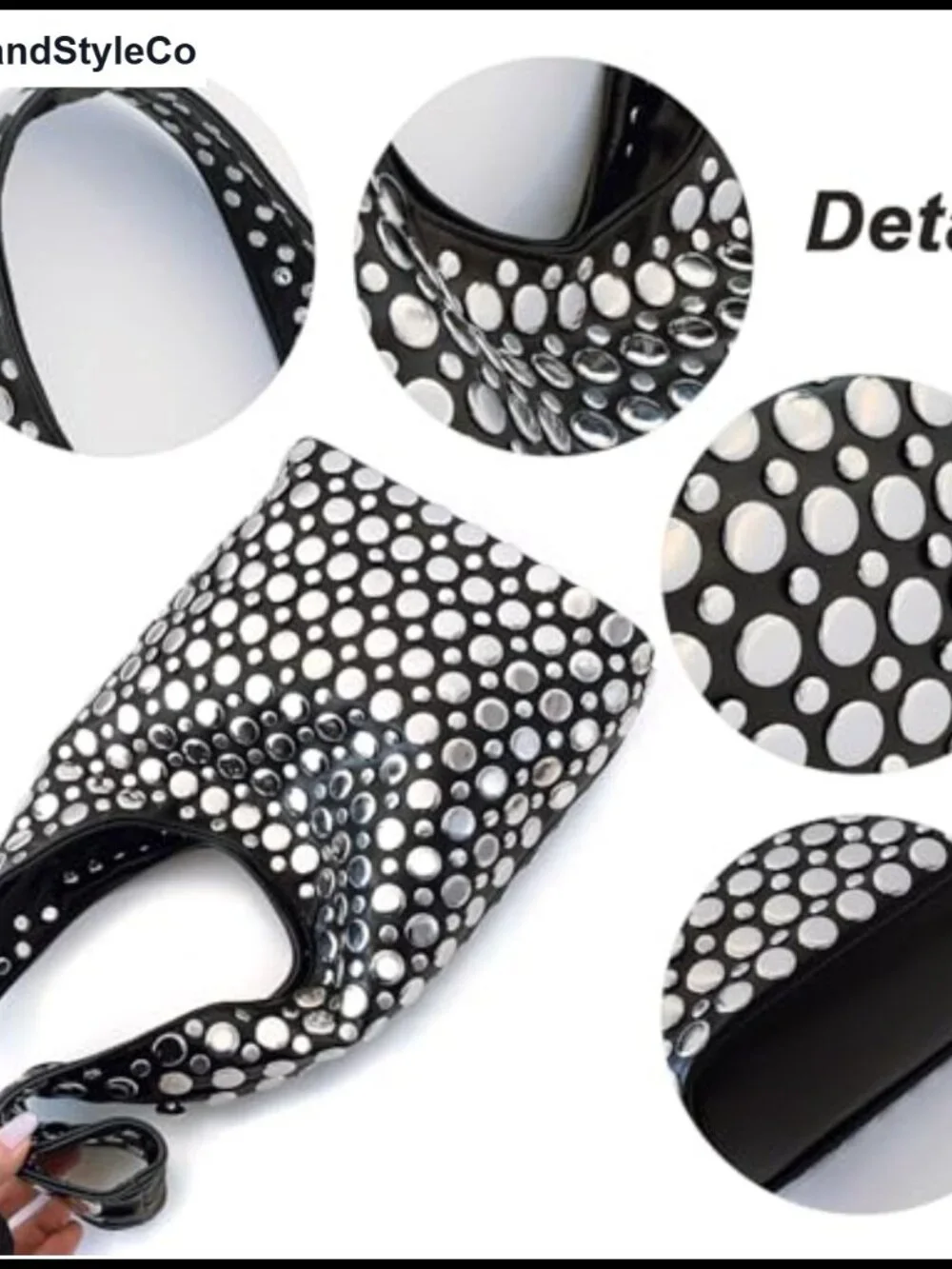 Y2K Hobo Shoulder Bag Punk Studded Top Handle Tote Purse Women's Fall Trend